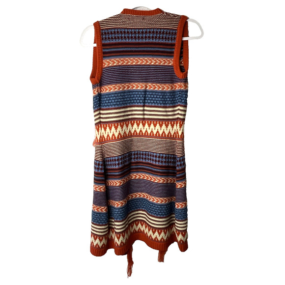 Vintage Open Front Waterfall Sweater Vest Cardigan Fall Knit Boho Western Small - Picture 2 of 4